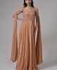 Soft Crepe Dusty Peach Stylist Party Wear Gown 